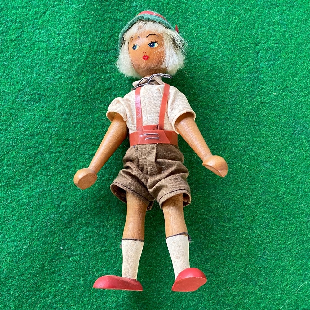 Polish Girl Doll Hand Crafted Wood Collectible Vintage
